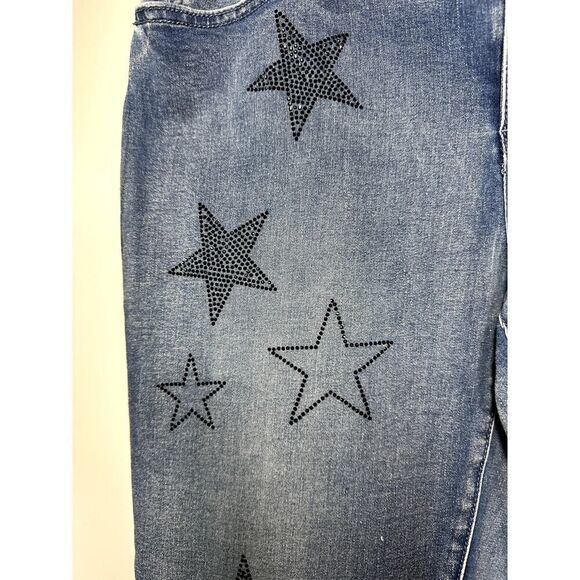VIA RITINA Women's Denim Rhinestone Star Skinny Jeans Blue Size 10 - Picture 5 of 13